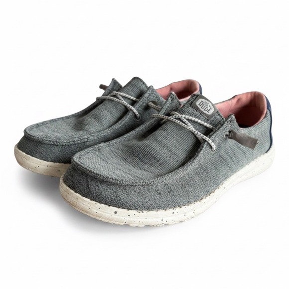 Hey Dude Shoes - Hey Dude Wendy Sport Mesh Shoes Womens 7 Grey Navy Pink Good Slip On Loafers